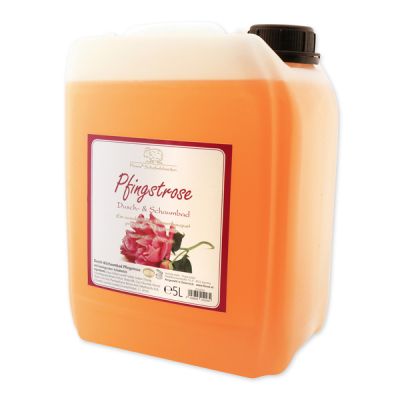 Shower- & foam bath with organic sheep milk refill 5L in a canister, Peony 