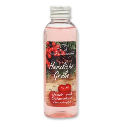 Shower- and foam bath with sheep milk 75ml "Herzliche Grüße", Pomegranate 