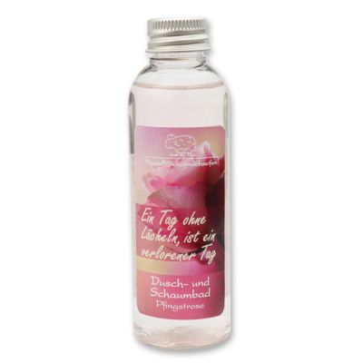 Shower- and foam bath with sheep milk 75ml "Ein Tag ohne Lächeln, ist ein verlorener Tag", Peony 