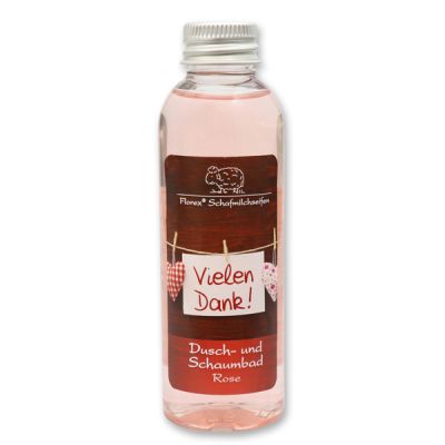 Shower- and foam bath with sheep milk 75ml "Vielen Dank", Rose 