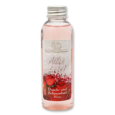 Shower- and foam bath with sheep milk 75ml "Alles Liebe", Rose 