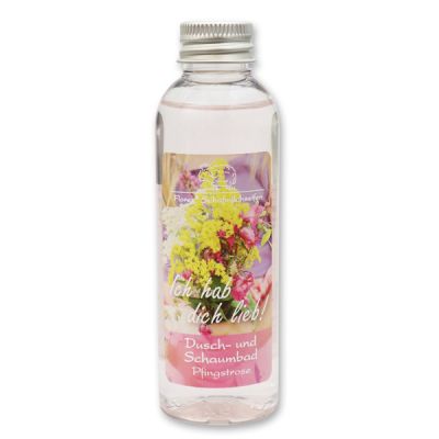 Shower- and foam bath with sheep milk 75ml "Ich hab dich lieb", Peony 