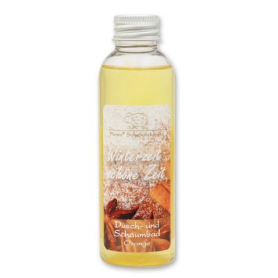 Shower- and foam bath with sheep milk 75ml "Winterzeit, schöne Zeit", Orange 