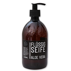 Liquid vegetable oil soap with sheep milk 500ml in a dispenser "Black Edition", Aloe vera 