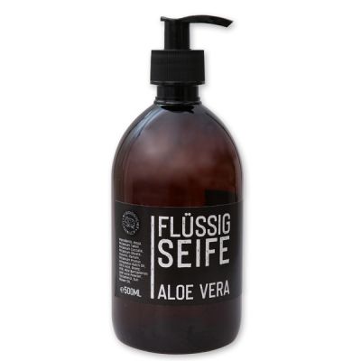 Liquid vegetable oil soap with sheep milk 500ml in a dispenser "Black Edition", Aloe vera 