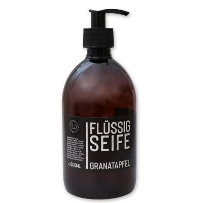 Echte flüssige Pflanzenölseife 500ml "Black Edition", Granatapfel 