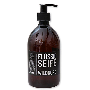 Liquid vegetable oil soap with sheep milk 500ml in a dispenser "Black Edition", Rose 
