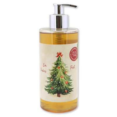 Liquid sheep milk soap 400ml in a dispenser "Colourful Holidays motif 2", Swiss Pine 