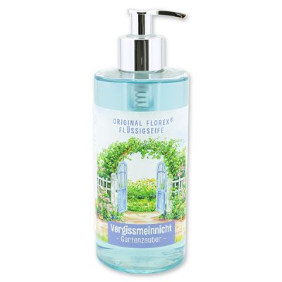 Flüssigseife mit biologischer Schafmilch 400ml "Gartenzauber Motiv 1", Vergissmeinnicht 