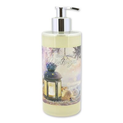 Liquid sheep milk soap 400ml in a dispenser "Besinnliche Winterzeit", Christmas rose white 