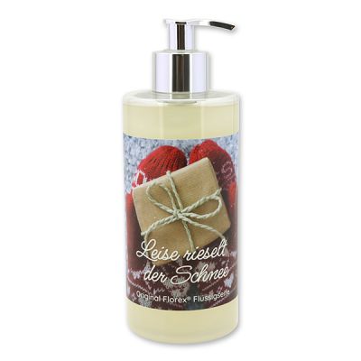 Liquid sheep milk soap 400ml in a dispenser "Leise rieselt der Schnee", Christmas rose white 