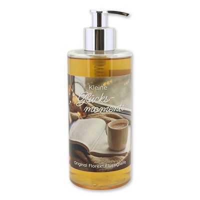 Liquid sheep milk soap 400ml in a dispenser "Kleine Glücksmomente", Swiss pine 