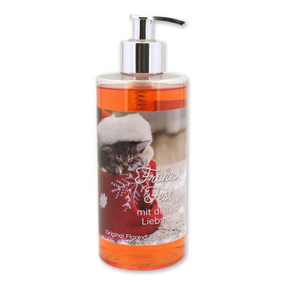 Liquid sheep milk soap 400ml in a dispenser "Frohes Fest mit deinen Liebsten", Pomegranate 