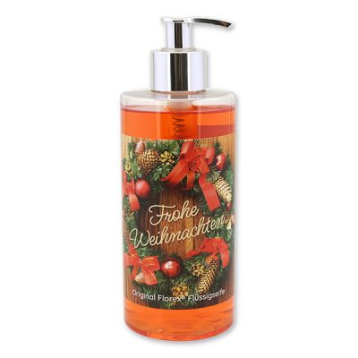 Liquid sheep milk soap 400ml in a dispenser "Frohe Weihnachten", Pomegranate 