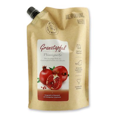 Liquid sheep milk soap 1L in a refill-bag, Pomegranate 