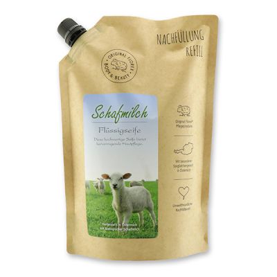 Liquid sheep milk soap 1L in a refill-bag, Classic 