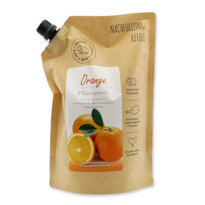 Flüssigseife mit biologischer Schafmilch 1L im Nachfüll-Beutel, Orange 