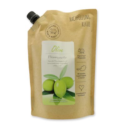 Flüssigseife mit biologischer Schafmilch 1L im Nachfüll-Beutel, Olive 