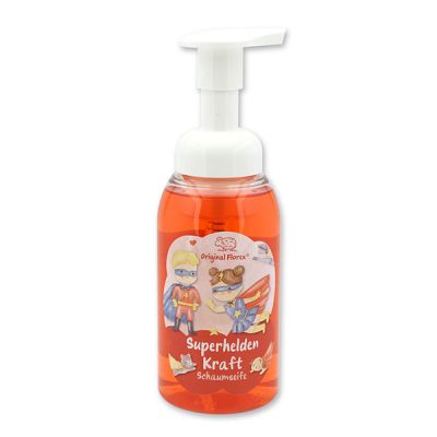 Foam soap with organic sheep milk 300ml in a dispenser "Superhelden Kraft", Berry dream 
