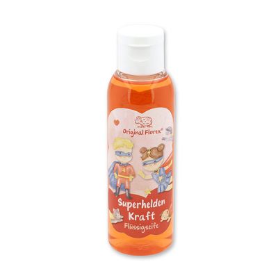 Liquid soap with organic sheep milk 75ml in a bottle "Superhelden Kraft", Berry dream 