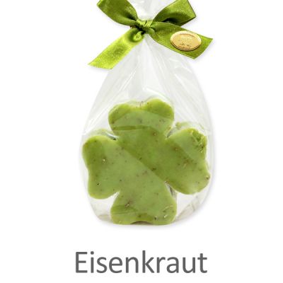 Schafmilchseife Kleeblatt groß 120g in Cello, Eisenkraut 