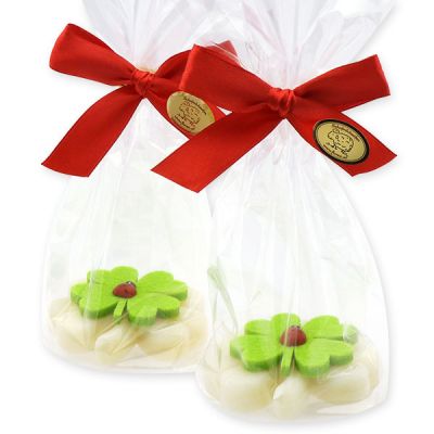 Sheep milk soap cloverleaf 32g decorated with a cloverleaf in a cellophane, Classic 