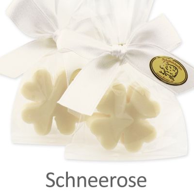 Schafmilchseife Kleeblatt mini 14g in Cello, Schneerose 