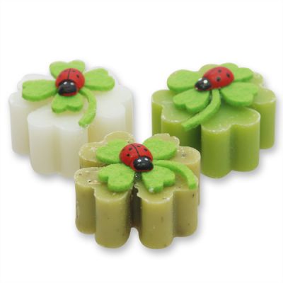 Sheep milk cloverleaf soap 14g decorated with a cloverleaf, Classic/verbena/pear 