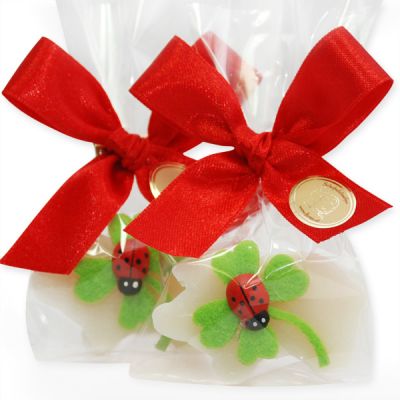 Sheep milk pig soap 15g decorated with a ladybug in a cellophane, Classic 