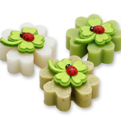 Sheep milk cloverleaf soap 25g decorated with a cloverleaf, Classic/verbena/pear 