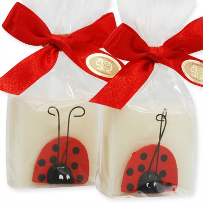 Sheep milk soap 35g decorated with a ladybug in cellophane, Classic 