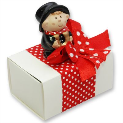 Sheep milk soap 100g in a box decorated with a chimney sweeper, Classic/pomegranate 