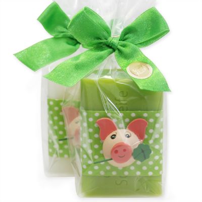 Sheepmilk soap 100g decorated with a pig in a cellophane, Classic/pear 