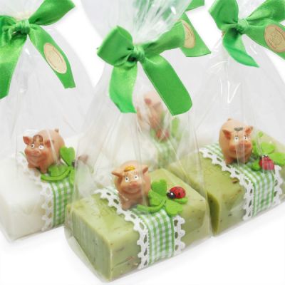 Sheep milk soap 100g decorated with a pig in a cellophane, Classic/verbena 