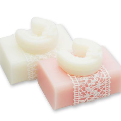 Sheep milk soap 100g decorated with a soap horseshoe 15g, Classic/peony 