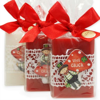 Sheep milk soap 100g decorated with a lucky charm in cellophane, Classic/pomegranate 