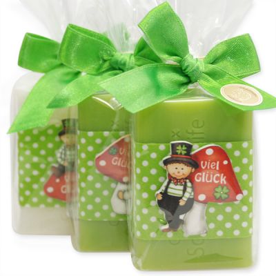 Sheep milk soap 100g decorated with a lucky charm in a cellophane, Classic/pear/apple 