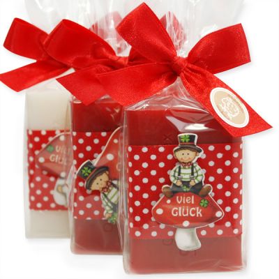 Sheep milk soap 100g decorated with a lucky charm in a cellophane, Classic/pomegranate 