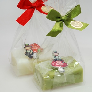 Sheep milk soap 100g decorated with lucky charm in a cellophane, Classic/verbena 