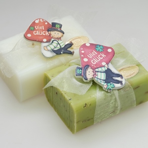 Sheep milk soap 100g decorated with lucky charm, Classic/verbena 