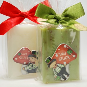 Sheep milk soap 100g decorated with a lucky charm in a cellophane, Classic/verbena 
