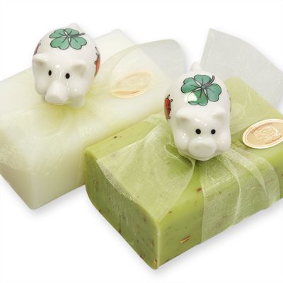 Sheep milk soap 100g decorated with a pig, Classic/verbena 