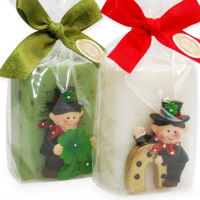 Sheep milk soap 100g decorated with a chimney sweeper in a cellophane, Classic/verbena 