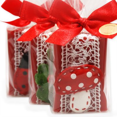 Sheep milk soap 100g decorated with a lucky charm in a cellophane, Pomegranate 