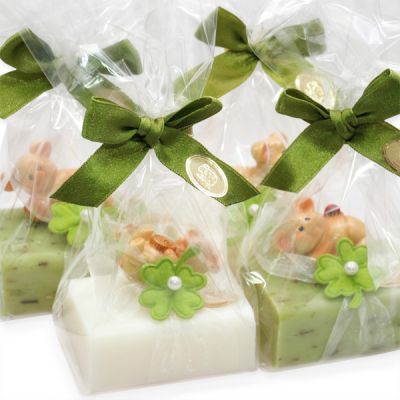 Sheep milk soap 100g decorated with a pig in a cellophane, Classic/verbena 