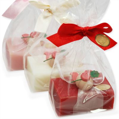 Sheep milk soap 100g decorated with a pig in a cellophane, Classic/magnolia/pomegranate 