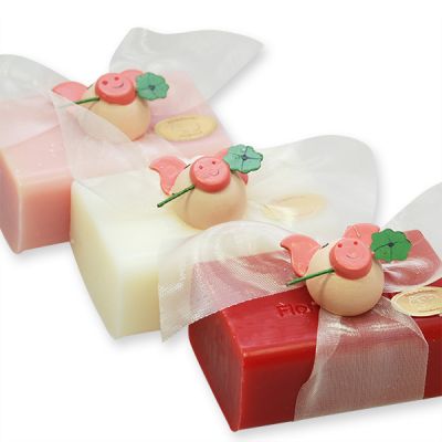 Sheep milk soap 100g decorated with a pig, 
Classic/magnolia/pomegranate 