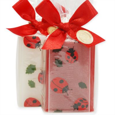 Sheep milk soap 100g decorated with a ribbon in a cellophane, Classic/pomegranate 