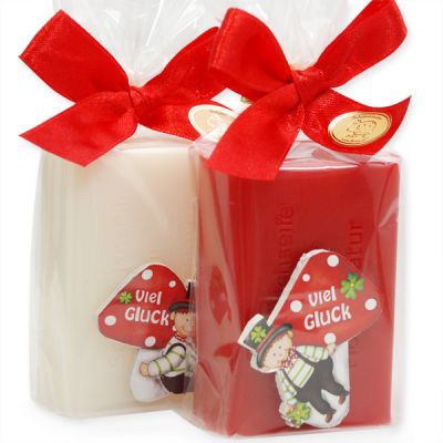 Sheep milk soap 100g decorate with a mushroom in a cellophane, Classic/pomegranate 