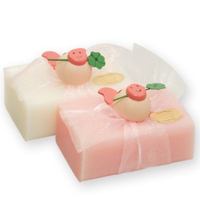 Sheep milk soap 100g decorated with a pig, Classic/peony 